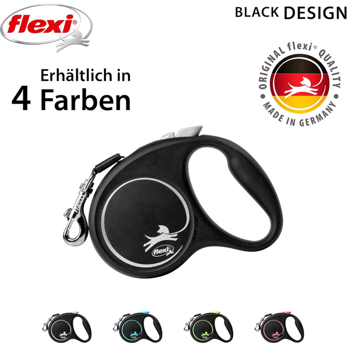 Flexi Roll-Leine для собак до 25 кг (S, чорний/сріблястий)
