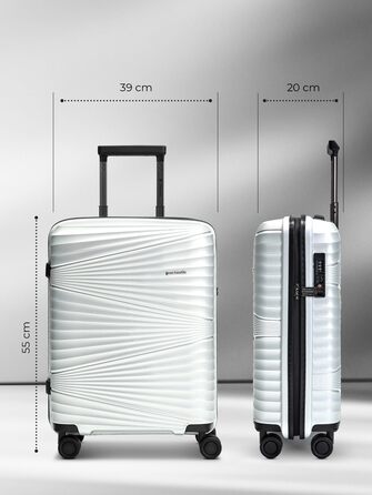 Легкий валіза на колесах 55 см з TSA-замком | Об'єм 41 л, поліпропілен, сріблястий | Collection 02
