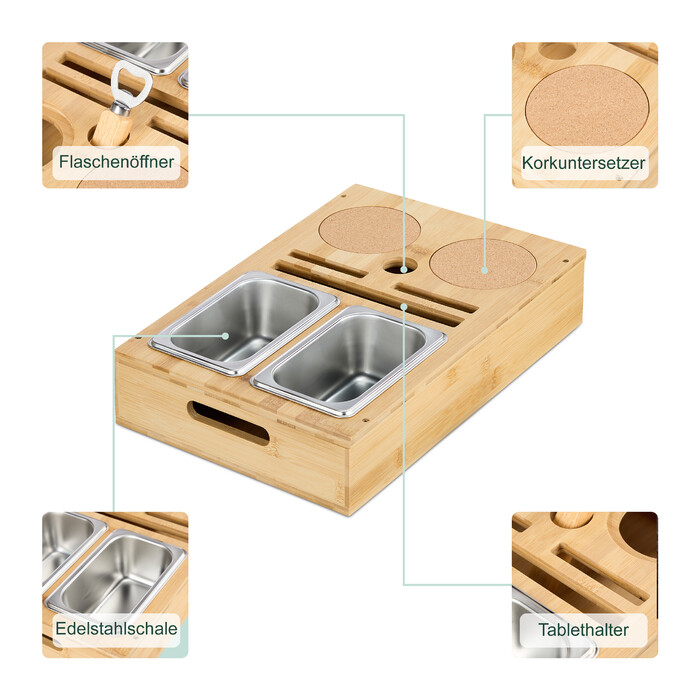 Relaxdays Couchbar with Snack Bowls
