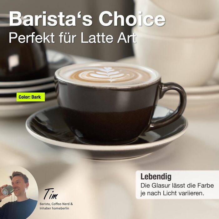 Набір кавових чашок Barista Pro Cappuccino, 200 мл - Преміум якість, ручна робота (4 шт.)