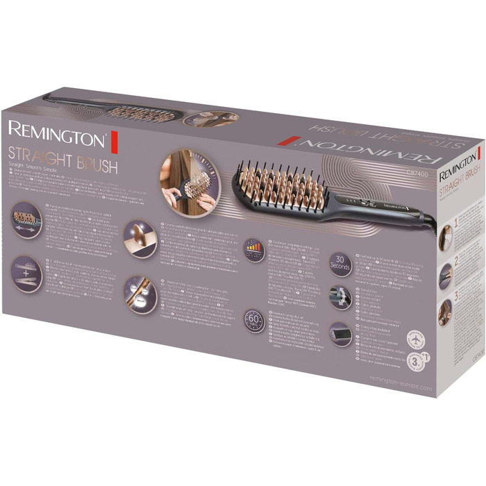 Випрямляч для волосся Remington 2in1 CB7400: Щітка-випрямляч, чорний, 150-230°C
