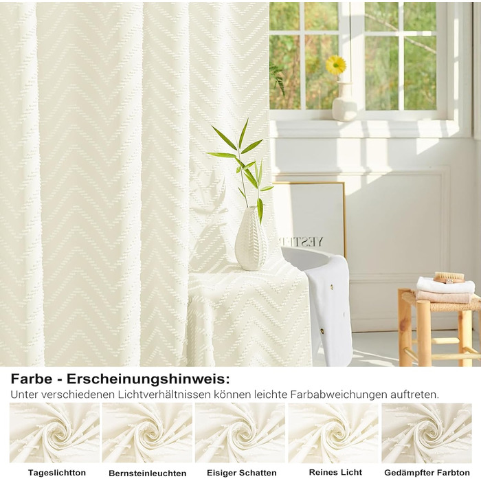 Штора для душу BTTN 180x180 см, бежева бохо, з китицями, водонепроникна, з гачками (1 шт)