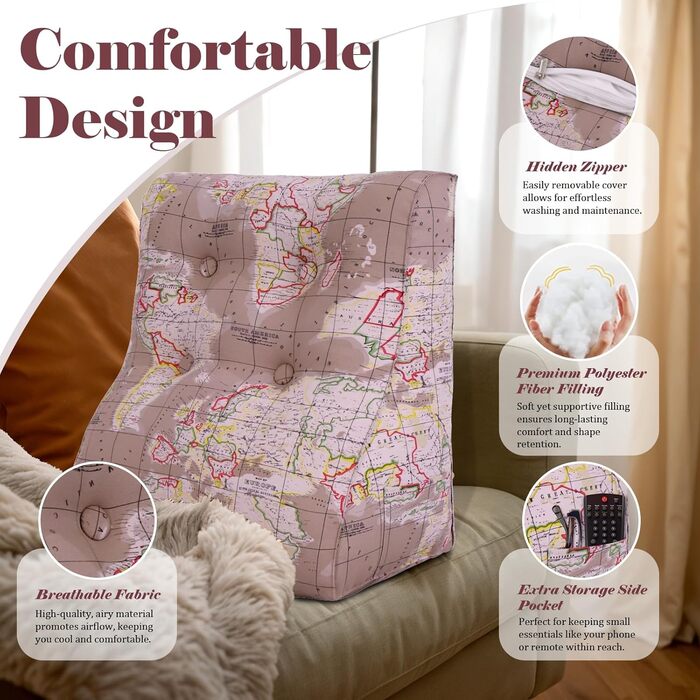 Вигнуте подушко-крісло для читання, подушка-підголовник для ліжка, дивана, 60 см (Kamelkarte)