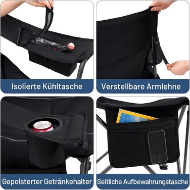 Кампінговий стілець розкладний Timber Ridge 2 шт, 200 кг, 63 см, з ізольованою сумкою-холодильником, чорний