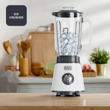 Black+Decker 2200W Stand Mixer with Glass Bowl - 2.2L, 8 Speeds, 6 Stainless Steel Blades, Ice Crush & Smoothie Function, LED Display, Safety System