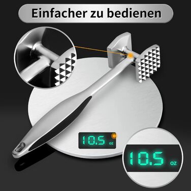 Молоток для м'яса Fleischhämmer з нержавіючої сталі, двосторонній, для шніцелів, котлет, стейків - ніж для розм'якшення м'яса