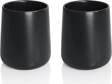 Toothbrush Holder, Matte Black, 2 Pieces, Ceramic Toothbrush Holder, Toothbrush and Toothpaste Organizer for Bathroom, Home Decoration, Countertop, Dresser