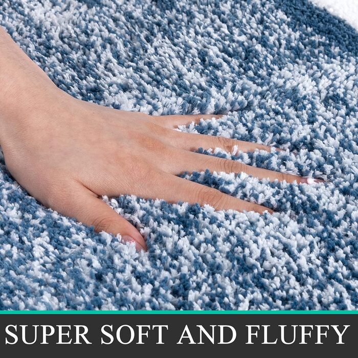 Pauwer Microfiber Bath Mats & Rugs - Plush, Absorbent, Non-Slip - 60x120 cm - Washable Bathroom Rugs for Bedroom, Living Room, Blue