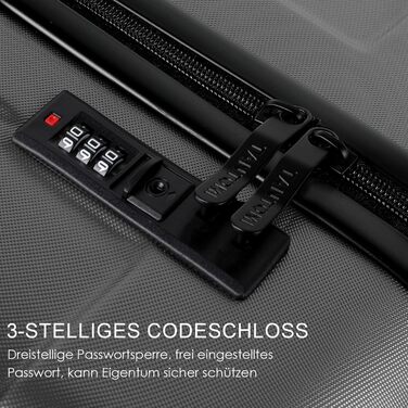 Чемодан ручної поклажі TANTOMI: жорсткий, з кодовим замком, телескопічною ручкою, темно-сірий, M