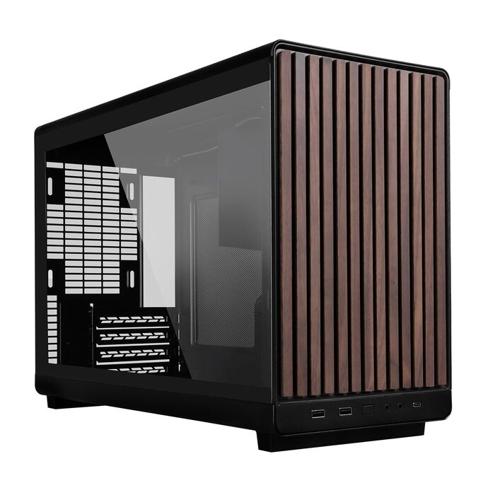 Корпус Lian Li DAN Cases A3 Wood Edition для ПК Micro-ATX з темперованим склом та дерев'яними вставками з чорного горіха