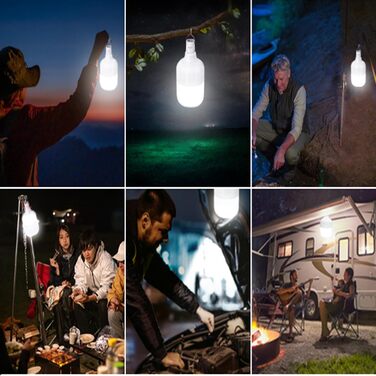 LETOUR Camping Lantern, 2 Pack Camping Light 5000 Lumens / 60W / USB Rechargeable, 5 Lighting Modes, for Family Gatherings / Outdoor Events / Birthday Parties / Camping