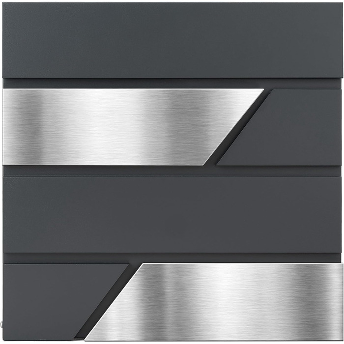 Поштова скринька Verda з газетницею, антрацит RAL 7016, срібло, 37x37x11 см, 2 ключі, комплект для монтажу. Дизайнерська настінна поштова скринька