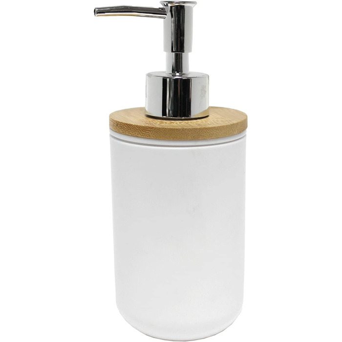 Дозатор мила Smart, білий, з бамбуковим декором, 7,2 x 17,5 см (Полістирол)