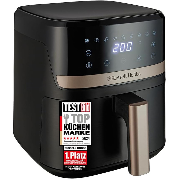 Russell Hobbs Rapid Air Fryer 4.3L - Quiet & Compact Air Fryer with 9 Programs, Touchscreen, Grill, Bake & Fry