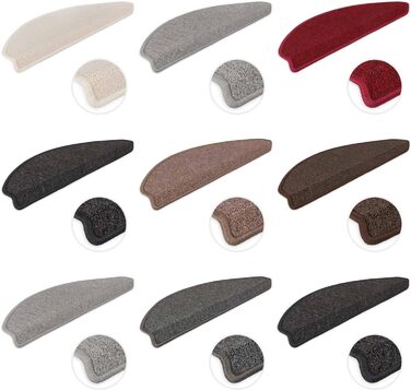 Ступінчасті килимки Kettelservice-Metzker Ariston для сходів, кавово-коричневого кольору, 15 шт. (64/20 см, напівкруглі)