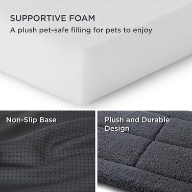 Килимок для собак середніх порід BEDSURE - 89x56 см, водонепроникний, з шаром високощільнісного піноматеріалу, Sherpa плюш, легко миється (74x46 см, темно-сірий)