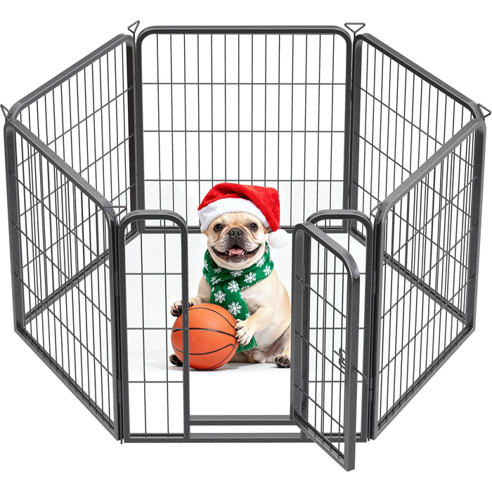 Клітка для собак на вулицю, загін для тварин, вольєр для цуценят, 61x6 панелей, чорний