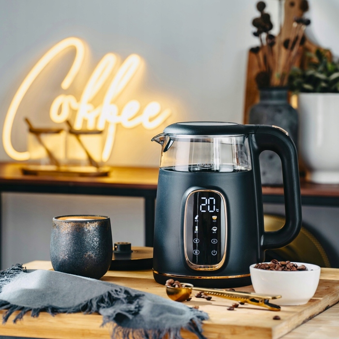 Електричний скляний чайник Adler, 1,7 л, 2200 Вт, з регулюванням температури