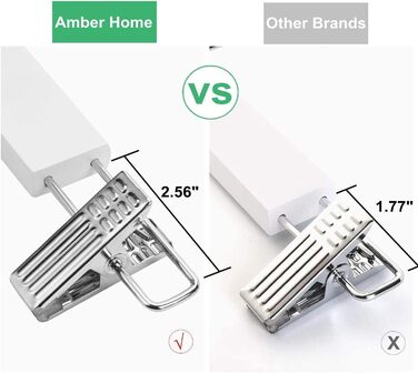 Дерев'яні вішалки для одягу Amber Home (10 шт., 36 см, білі) - міцні, з антиковзними кліпсами та поворотним гачком