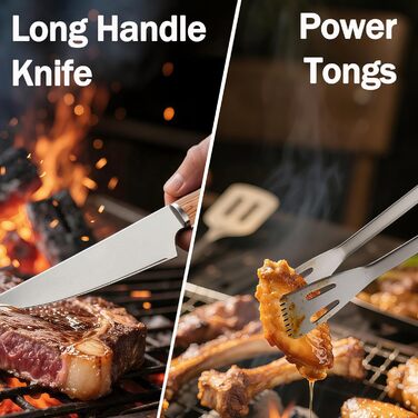 Набір гриля з нержавіючої сталі 20 предметів, BBQ набір для гриля, аксесуари для гриля, подарунок для чоловіків, для пікніків та кемпінгу