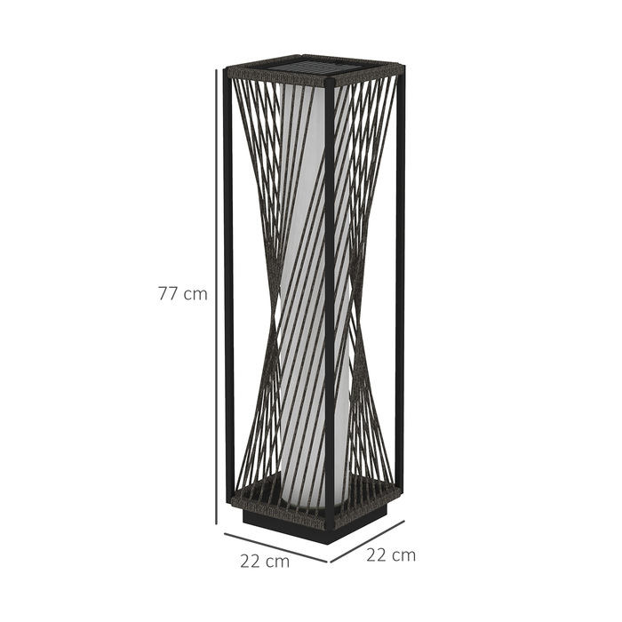 Outsunny Solar Standing Lamp with Light Sensor, 25 LED Lights, Boho Style, IP44 Waterproof, Black+Gray