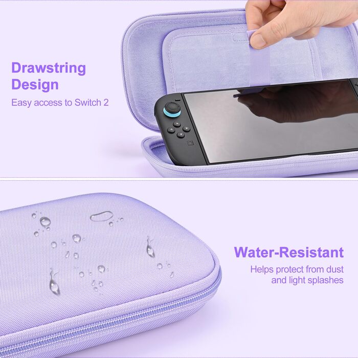 Чохол для Nintendo Switch 2 innoAura Switch 2 Tasche, фіолетовий (Galaxy Lila) - водостійкий, з амортизацією, відділенням для AirTag та великою сітчастою кишенею