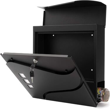 Поштовий ящик Verda з газетницею, нержавіюча сталь, антрацит, 37x37x11 см, вікно, тримач для газет, табличка для імені, сучасний, погодостійкий, 2 ключі