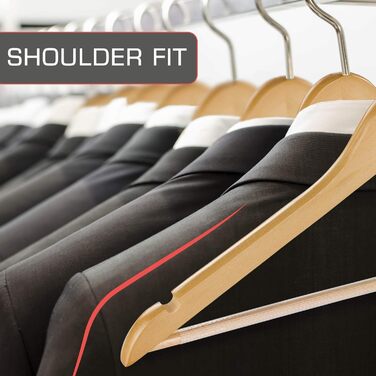 Набір з 20 дерев'яних вішалок для одягу Sjard, 44.5 x 23 x 1.2 см, з кільцем з кедру для захисту від молі, сертифіковані FSC®