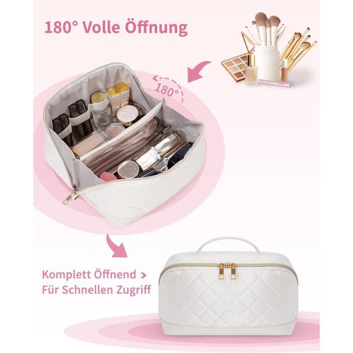 Косметичка для подорожей Wandering Nature для жінок: велика, водонепроникна, з відділенням для пензликів (Beige)