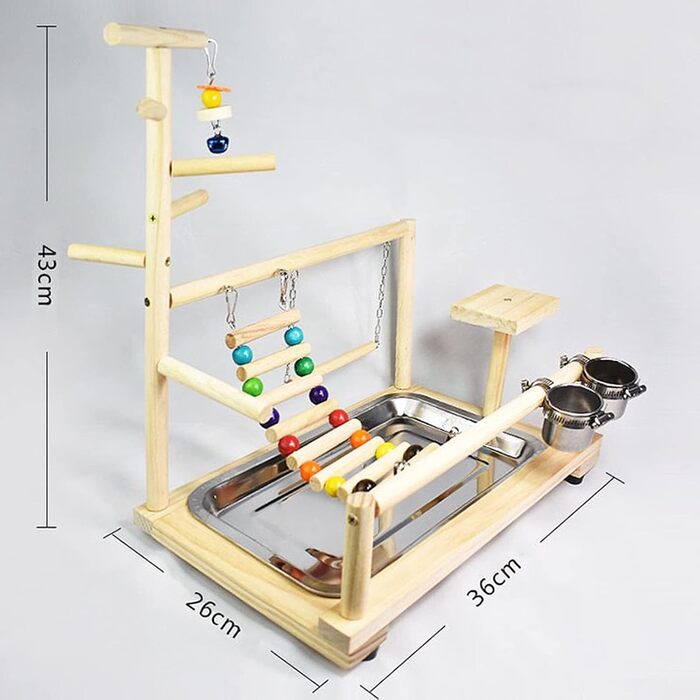 Parrot Playstand, Bird Playground, Parrot Bird Play Area, Parrot Bird Stand Bird Playground for Bird Cages, for Budgies and Cockatiels (37 * 26 * 44CM)