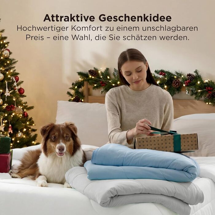 Ковдра BEDSURE 135x200 см, 4-сезонна, стеганий ковдра без наволочки, 300 GSM, для алергіків, сірий/світло-сірий, тепла, м'яка, блакитний (150x200 см)