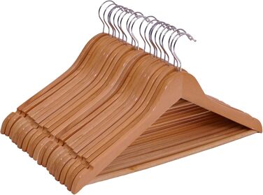 Wooden Clothes Hangers - Pack of 20 - with trouser bar and swivel - 20 wooden hangers