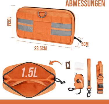 Футляр для корму OneTigris для собак (23,5x13x5 см), 2 шт., MOLLE система, тактичне спорядження, тренування, оранжевий