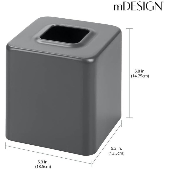 mDesign Square Tissue Box Cover, Steel, Modern Facial Tissue Holder for Bathroom, Vanity, Bedroom, Dresser, Desk, Office, and Tables – Unity Collection – Marble