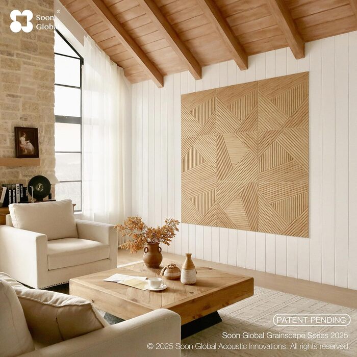 Акустичні настінні панелі Soon Global для звукоізоляції, декоративні поглинаючі панелі з дерева, 121,9 x 81,3 см, колір Блакитно-зелена аура