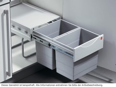 Система сортування сміття Hailo Raumspar-Tandem 2x18л для шаф від 40 см з розпашними дверцятами, світло-сірий