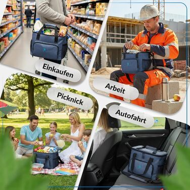 Термосумка Obics® 20л/30л (складна) - ізольована сумка-холодильник для роботи, офісу, пікніка, покупок, з відкривачкою, PEVA, блакитна