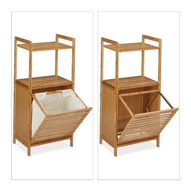 Relaxdays Laundry Cabinet with Bamboo Laundry Basket