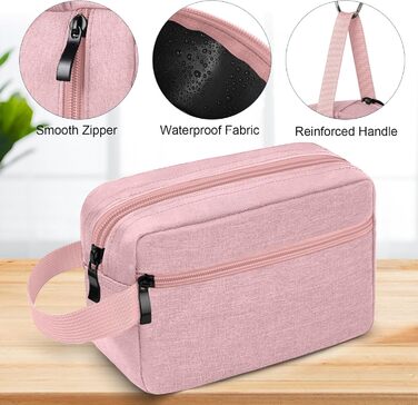 Чоловіча косметичка-органайзер для подорожей, велика жіноча косметичка, дорожня косметичка з подвійною блискавкою (#5 Рожевий)