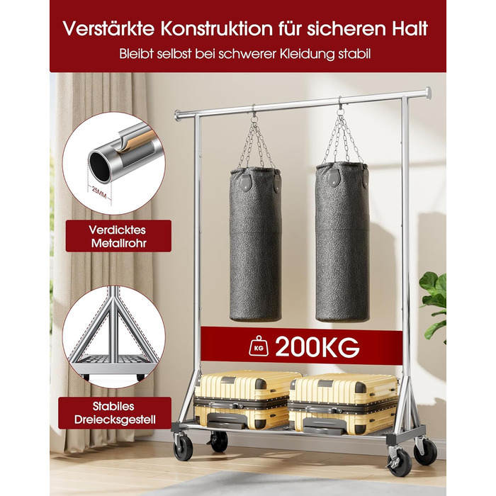 Стійка для одягу на колесах – міцна вішалка для одягу з металевої сітки, багатофункціональна стійка для гардеробу в спальню, пральню, магазин, 110 x 42 x 163.3 см, срібна