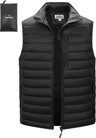 Чоловіча степкова жилетка Outdoor Ventures, чорна, XL. Ідеально для бігу, гольфу, походів та їзди на коні. Легка, пакується, гібридна модель.