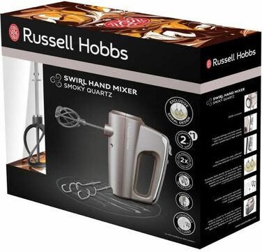 Міксер Russell Hobbs Swirl Quartz з кейсом для аксесуарів (4 швидкості + Turbo, 2 віночки з нейлону, 2 гачки для тіста) 25892-56