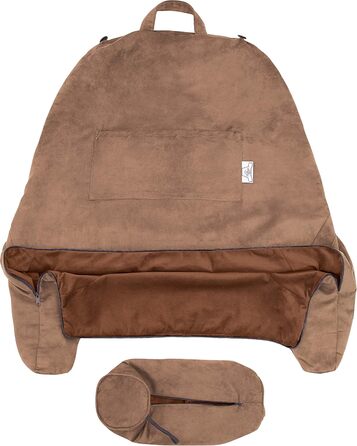 Подушка для чоловіка з підлокітниками - велика, для читання та відпочинку в ліжку. Преміум піна з пам'яті, знімна подушка для шиї на стрічці. Чохол, колір: коричневий, колір: коричневий