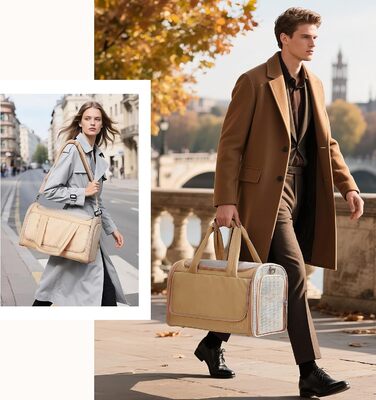 Транспортна переноска для собак та котів, Khaki M: водонепроникна, з антиковзною підкладкою та захистом від вітру