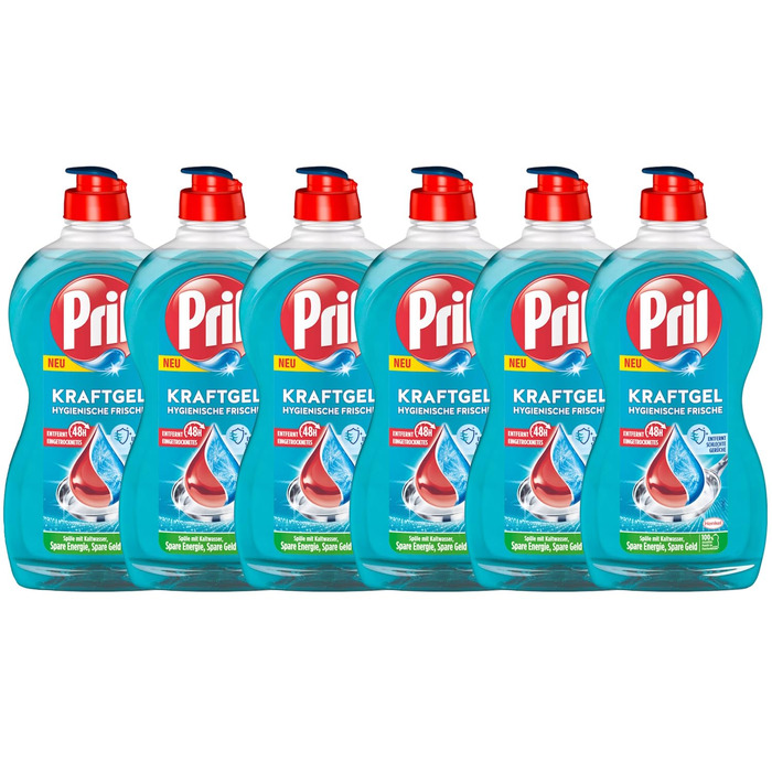 Засіб для миття посуду Pril Kraft Gel Hygienische Frische, висока розчиняльна здатність жиру, 450 мл (набір 10 шт)