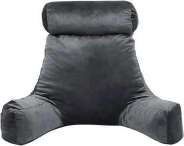Подушка-крісло Bananair для ліжка та дивана - м'яка та комфортна, з підтримкою спини та зручними підлокітниками (сіра)