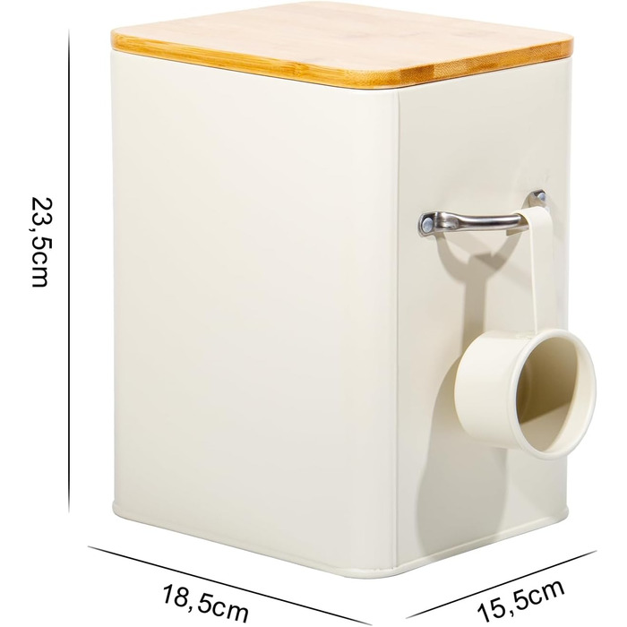 Контейнер для порошку 6.5л з дозатором, коробка для порошку, контейнер для корму, ящик для печива, кавових зерен, тваринного корму (Бежевий)