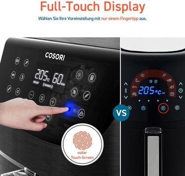 COSORI Air Fryer, 11-in-1 Air Fryer XXL 5.5L, Hot Air Fryer with Shake Reminder, 100 Recipes, 55 Percent Energy Saving, Dishwasher-Safe Baskets 5.5L Black