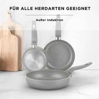 Набір каструль KASANOVA для традиційних плит, антипригарне покриття, набір посуду, здорове, швидке та рівномірне приготування їжі. Виготовлено в Італії (3 шт.)