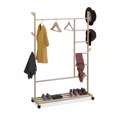 Relaxdays Bamboo Rolling Clothes Rack